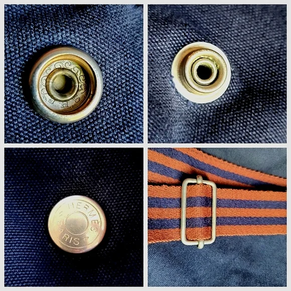 Hermes Navy Blue and Brown Canvas Messenger Bag - Picture 5 of 10